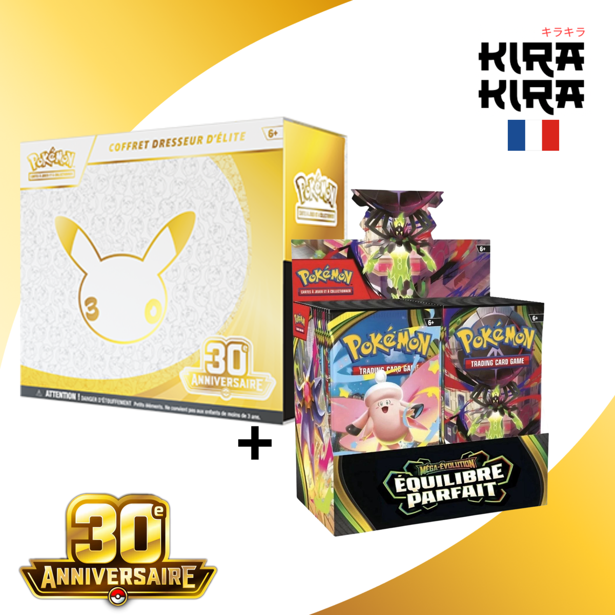 Pokémon Pack 30 ans - ETB ME05.5 30e anniversaire + Display ME03 Équilibre Parfait - FR