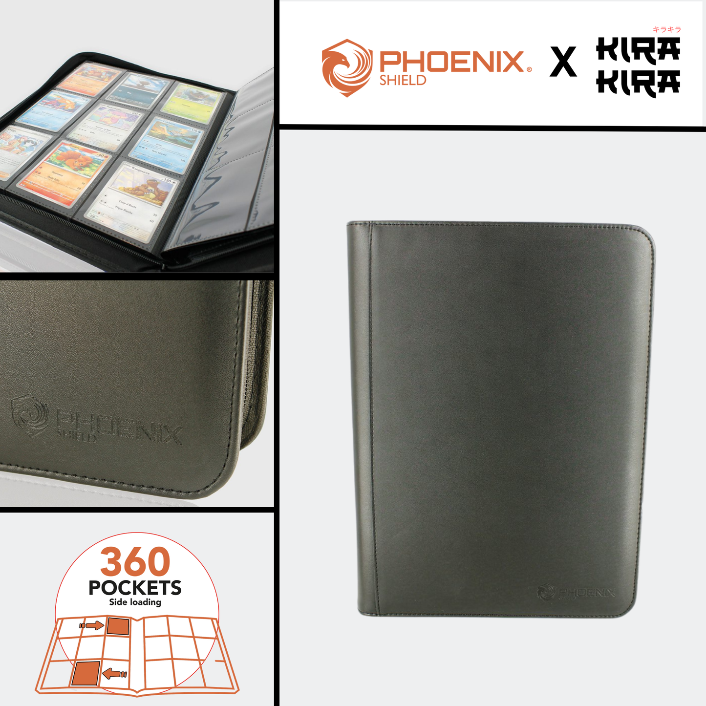 Classeur 3x3 Deluxe 360 emplacements - Noir - Phoenix Shield