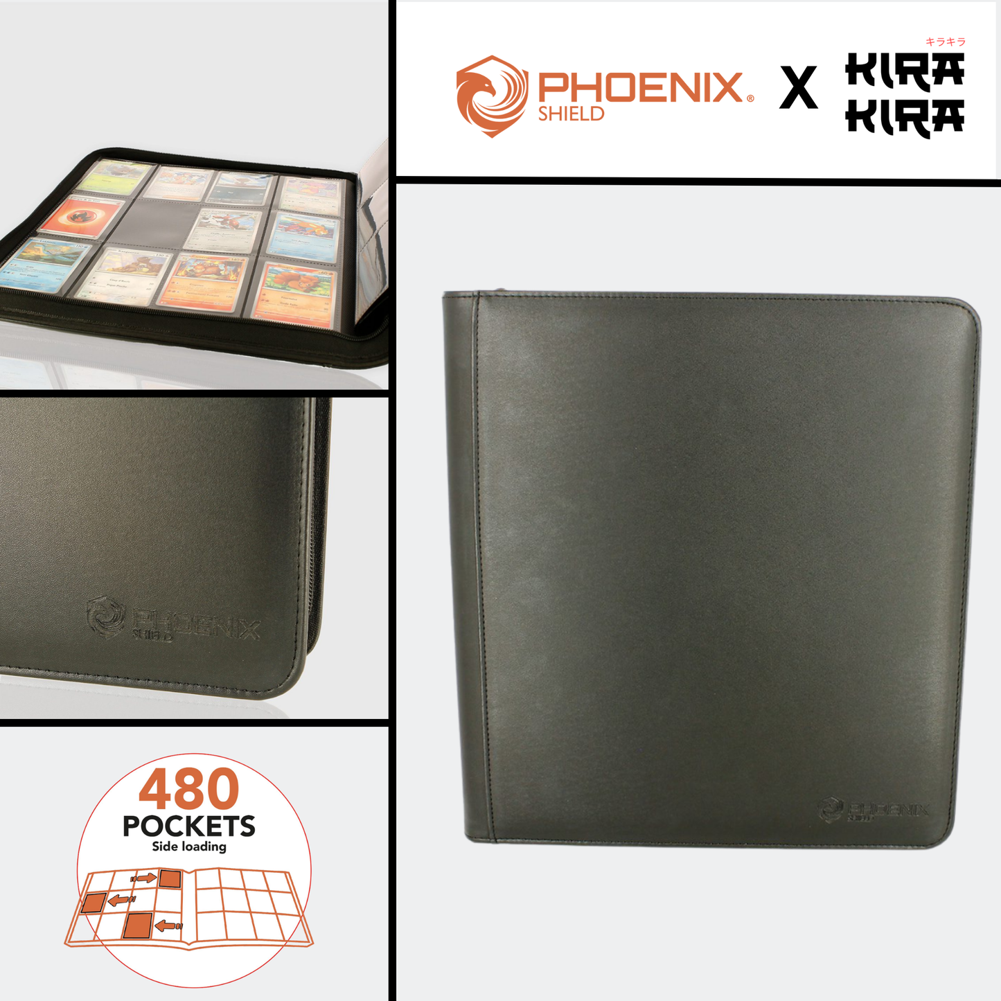 Classeur 3x4 Deluxe 480 emplacements - Noir - Phoenix Shield