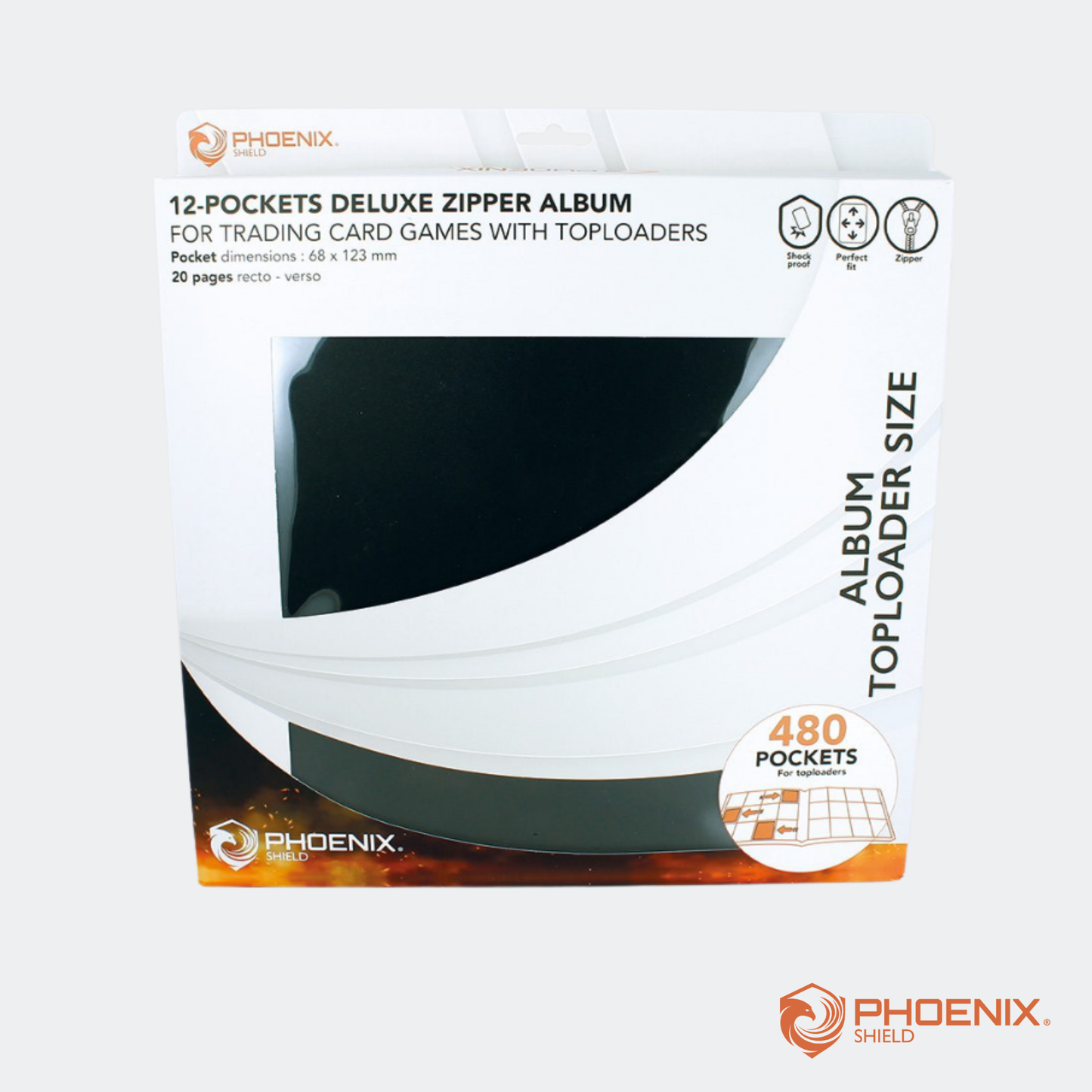 Classeur 3x4 Deluxe 480 emplacements - Pour Toploader Noir - Phoenix Shield