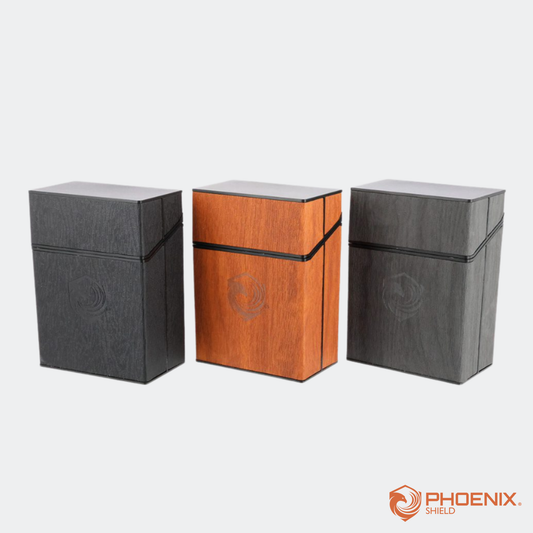 Deck Box - Wood effect Push Box - Phoenix Shield